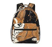 Corgi Who Loves Music Cute Backpack Waterproof Lightweight Casual Backpack One Size Daypack Travel Laptop Bag For Men Women