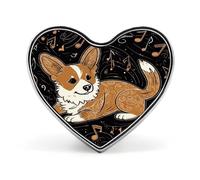 Corgi Who Loves Music Lightweight Heart Brooch Aluminum Alloy Lapel Pin Personalized Decoration Heart Brooch Pin Fashion Clothing Accessories Heart Pins for Women and