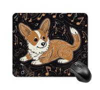 Corgi Who Loves Music Mouse Pad Square Laptop Mouse Mat Cute Computer Mousepad Keyboard Pad Non-Slip Desk Pads for Gaming Office Work Home 25 * 30cm