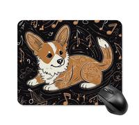 Corgi Who Loves Music Mouse Pad Square Laptop Mouse Mat Cute Computer Mousepad Keyboard Pad Non-Slip Desk Pads for Gaming Office Work Home 20 * 25cm