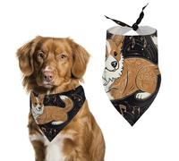 Corgi Who Loves Music Pet Scarf Print Pet Triangle Bibs Scarf Dog Bandanas Cat Birthday Cute Soft Puppy Scarfs Washable Daily Handkerchief for Small Medium and Large Dogs