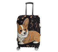 Corgi Who Loves Music Suitcase Covers Luggage Protector - Travel Elastic Baggage Case Protective, Washable Anti-scratch Large Suit Case Cover for Suitcases Fits 19-32 Inch Luggages, white, L, Flower