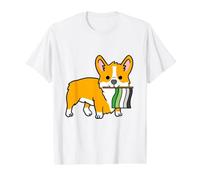 Corgi with Aromantic Pride Flag Value Graphic T-Shirt, Men, White, L