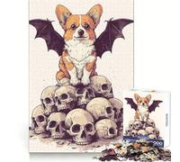 Corgi with Bat Wings Adults 1000 Piece Jigsaw Puzzle Decompress Game, Bright Hue, Playful Challenge, Night Fun (38x52cm)