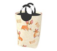 Corgi With Bones And Words, Laundry Hamper, Collapsible Laundry Basket Large Durable Storage Bin with Handles 50L