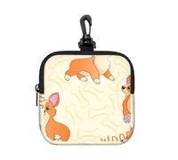 Corgi with Bones and Words, Square Zipper Storage Bag, Neoprene Coin Purse, Small Wallets, Change Pouch, Change Purse
