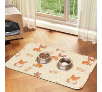 Corgi With Bones And Words,Waterproof Pet Feeding Mat,Cat Dog Placemats for Food and Water, PU Leather Food Mats,40x60cm