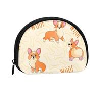 Corgi with Bones and Words, Women's Storage Bag Shell Makeup Bag Small Coin Purse Shell Change Pouch