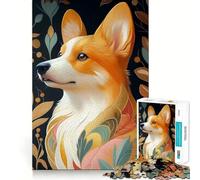 Corgi with Floral Pattern Animal Puzzles for Adults 1000 Puzzles Think Sharper, Stress Relief, Home Fun, (38x52cm)