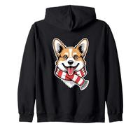 Corgi With Scarf Happy Cute Dog Art Zip Hoodie