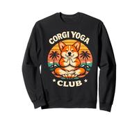 Corgi Yoga Club Retro Sunset Meditating Dog Namaste Sweatshirt