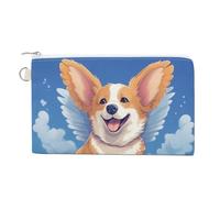 Corgis Dog Angels Coin Purse Fashion Canvas Pouch Portable Wallet Makeup Bag for Men Women