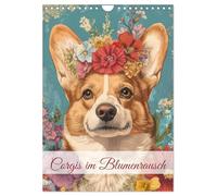 Corgis in a floral frenzy UK-Version (Wall Calendar 2026 DIN A4 Portrait), CALVENDO 12 Month Wall Calendar