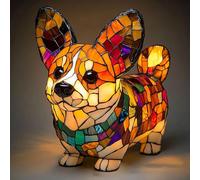 Corgis Lamp, 7.87 Inches Dog Series Art Night Light, Stained Resin Dog Tabletop Desk Lamp Night Light, Cute Animals Dogs Themed Bedside Table Lamps Art Lights, for Home Bedroom Decor