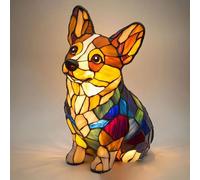 Corgis Lamp, 7.87 Inches Dog Series Art Night Light, Stained Resin Dog Tabletop Desk Lamp Night Light, Cute Animals Dogs Themed Bedside Table Lamps Art Lights, for Home Bedroom Decor