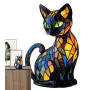Corgis Lamp, Pug Lamp, Animal Series Art Night Light, Retro Cat Stained Resin Table Light, Stained Glass LED Illumination, Uniques Animal Themed Home Decor, Funny G'ifts for Dog, Cat, Animal Lovers
