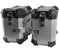 CORGLI 38L Motorcycle Hard Side Cases Saddlebag Box Trunk Saddle Bags/Motorbike Panniers Side Box Case/Aluminum Motorcycle Side Box Top Case,Silver