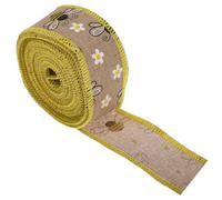 CORHAD 1 Roll Honey Bee Festival Ribbon, Webbing, Grosgrain, Easter, Festival, Wedding, 450cm x 3.5cm, Themed (Bee), Wrapped Decorative Ribbon Trim