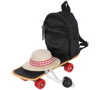 CORHAD 1 Set Bearded Dragon Accessories: Mini Hat, Backpack & Skateboard - Reptile Costume Set for Lizards, Hamsters or Parrots - Cute Photo Props for Small Pets