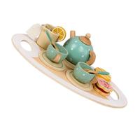 CORHAD 1 Set Wooden Pretend Play Tea Set for Tea Party Playset with Accessories Safe and for Cognitive and Social Skill Development for Afternoon Fun