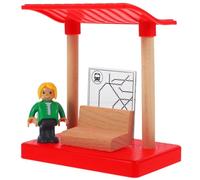 CORHAD 1 Set Wooden Train Track Accessories for Educational DIY Model Railway Station with Random Mini Figures Building for Creative Imagination and Problem Solving Skills