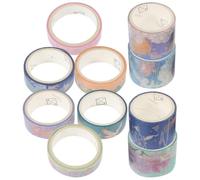 CORHAD 10 Rolls Blue Decorative Washi Tape No Residue Removal, Creative Paper Material for DIY Scrapbook and Journal Decoration, Simple Design Suitable to Decorate Anything You Want