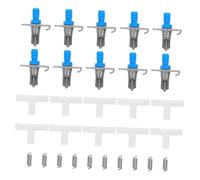 CORHAD 10 Sets Metal Rabbit Waterer with Automatic Drinking Spouts and White Three-way Connector Smooth Surface Water Feeding Tool for Rabbits Ferrets Chinchillas Small Animals