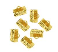 CORHAD 100pcs 1cm Gold Plated Ribbon Ends Clasps Textured Crimp End Clamps for Jewelry Making