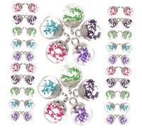 CORHAD 100Pcs Glass Ball Charms for Earrings and Keychain Making Small DIY Jewelry Crafts Charms with Lake Blue Rose Red Green Purple Royal Blue Creative Glass Pendant Beads for Handmade