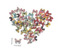 CORHAD 100pcs Wooden Butterfly Buttons Crafting Embellishments for Sewing Scrapbooking and DIY Projects Mixed Flower Design Decorative Button Kit for Clothing and Arts Crafts