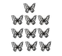 CORHAD 10pcs Black Embroidered Applique Patches Double Layer Lace Polyester Sewing Patches Easy to Sew and Use for Wedding Decor and DIY Repair