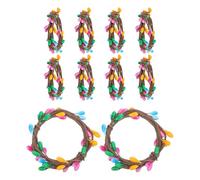 CORHAD 10pcs Mini Easter Candle Rings Wreaths - Kitchen Napkin Holder Spring Decor Garland with Berry Twig for Table Centerpiece Luncheons Valentines Farmhouse Decor