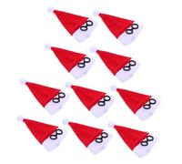 CORHAD 10pcs Mini Red Santa Hats for Crafts Small Flannel Christmas Wine Bottle Covers Cutlery Holder Doll Decorations Candy Covers Table Party Ornaments