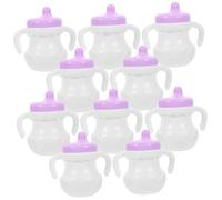 CORHAD 10pcs Miniature Doll Feeder Bottles Thickened Pretend Play Accessories for Dollhouses Educational for Develop Creativity and Hand Eye Coordination White