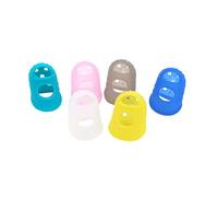 CORHAD 10pcs Silicone Finger Guards Guitar Finger Protectors with Five Sizes Several Holes Designed for Ukulele Beginners Comfortable Flexible Fingertip Covers Random Color