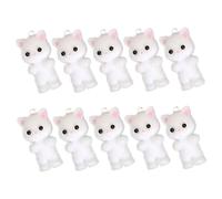 CORHAD 10pcs Small Flocking Cat Charms Pendants for Jewelry Making DIY Necklace Bracelet Keychain Accessories Cute Cartoon Cat Gifts