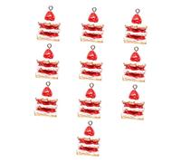 CORHAD 10Pcs Strawberry Cake Resin Pendants for DIY Jewelry Making Creative Cake Decorations Safe and Stylish Accessories for Crafting for Parties and Everyday Wear