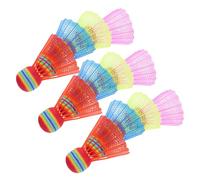 CORHAD 12 Pcs Colorful Big Head Badminton Shuttlecocks Set Plastic Birdie Balls with Enhanced Stability for Indoor and Outdoor Sports Training Sparring Equipment in Red Pink Blue Yellow