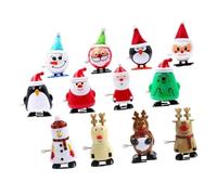 CORHAD 12Pcs Christmas Wind Up Santa Claus Clockwork Mini Xmas Party Favours Safe Plastic Construction Creative Holiday Decorations