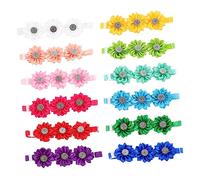 CORHAD 12pcs Dog Bow Tie Rhinestone Flower Collar Stylish Pet Costume Accessories for Cats and Dogs for Parties Weddings and Daily Wear