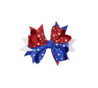 CORHAD 12Pcs Independence Day Star Pattern Bowknot Hair Clips for, Mixed Red White Colors, Ribbon Hairpins Set for Women and Party Accessories