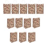 CORHAD 12pcs Leopard Print Paper Tote Bags Stable Practical Party Goodie Bags for Craft Fairs Candy Container 22x16x8cm