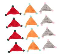 CORHAD 12pcs Mini Crochet Doll Hats Handmade Triangular Knit Beanie for Dolls Pets and Figurines Cute Wool Yarn Caps for DIY Craft Projects Birthday Party Decorations
