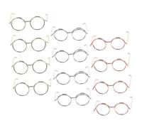 CORHAD 12Pcs Mini Doll Glasses Set Copper Wire Eyeglass Frames Without Lens for Doll Dress Up Craft Accessories Rose Gold Silver Gold Colors