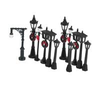 CORHAD 12pcs Miniature Dollhouse Street Lamp Posts Plastic Mini Lamps for Train Layouts Rural Scenes Mixed Style Accessories