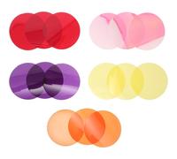 CORHAD 15pcs Colored Lamp Film with Removable Adhesive and Dimming Diffuser, PVC Round Color Correction Light Filters for Office and Dj Ambient Lighting