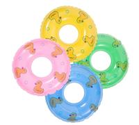 CORHAD 15Pcs Inflatable Mini Swimming Rings Set, Cartoon Small Swim Ring Models for Dollhouse Décor and Pool, Assorted Colors Miniature Float Accessories for Photography Random Color