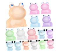 CORHAD 16 Pcs Mini Resin Frogs Glow in Dark Small Frog Figurines Bulk for Dollhouse Desktop Shelf Decoration Luminous Resin Material Ornaments for Bookshelves and Gifts