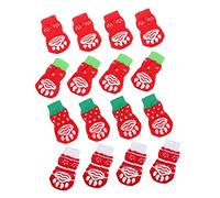 CORHAD 16pcs Warm Pet Socks for Dogs Non- Anti-skid Footwear Xmas Patterns Cozy Stockings for Indoor Use Protects Floors and Paws Holiday