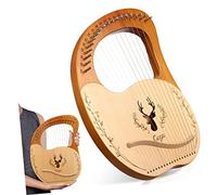 CORHAD 19-string Lyre Harp Set in Natural Wood Iron Saddle Tuning Wrench Storage Bag Metal Strings Safe Rounded Edges for Beginners